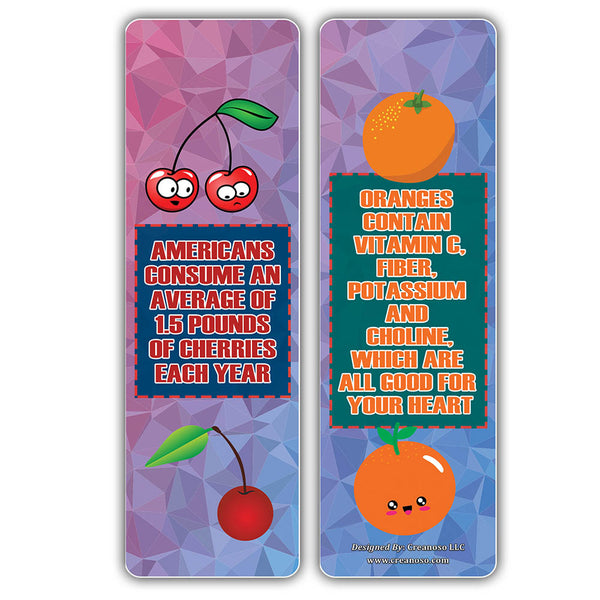 Creanoso Fruits Facts Bookmarks for Kids Series 2  ÃƒÂ¢Ã¢â€šÂ¬Ã¢â‚¬Å“ Unique Stocking Stuffers Gifts