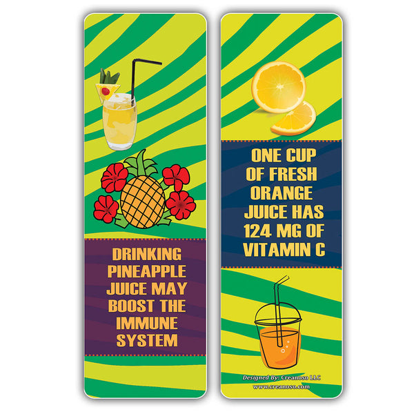 Creanoso Fun Facts About Juices Bookmarks Series 2 ÃƒÂ¢Ã¢â€šÂ¬Ã¢â‚¬Å“ Unique Stocking Stuffers Gifts