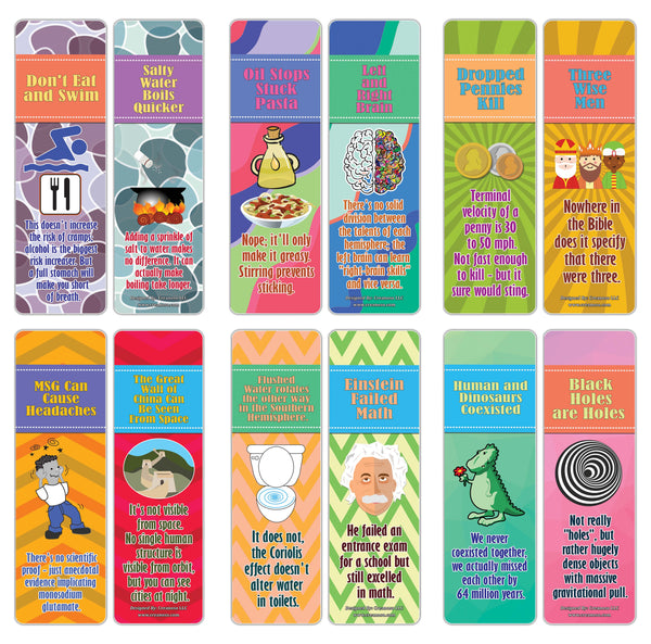 Creanoso Educational Myth and Facts Learning Bookmarks Series 1 (30-Pack) ÃƒÂ¢Ã¢â€šÂ¬Ã¢â‚¬Å“ Six Assorted Quality Bookmarker Cards Set ÃƒÂ¢Ã¢â€šÂ¬Ã¢â‚¬Å“ Premium Gift Token Giveaways for Boys & Girls, Adults ÃƒÂ¢Ã¢â€šÂ¬Ã¢â‚¬Å“ Classroom Rewards