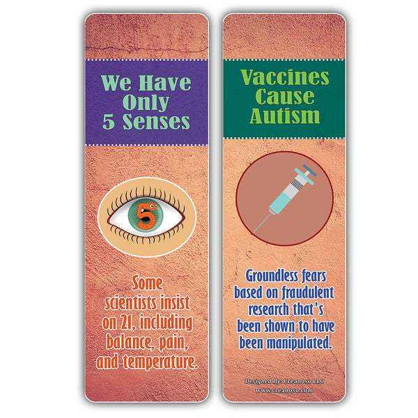 Creanoso Myths and Facts Bookmarks Series 2  ÃƒÂ¢Ã¢â€šÂ¬Ã¢â‚¬Å“ Six Assorted Bulk Pack Book Page Clippers