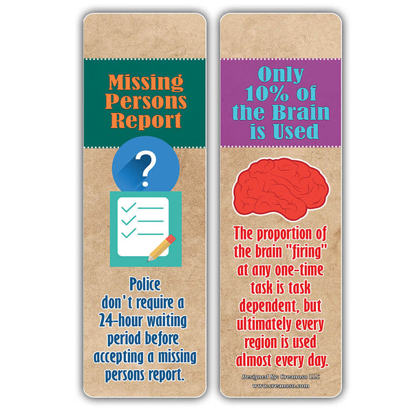 Creanoso Myths and Facts Bookmarks Series 2  ÃƒÂ¢Ã¢â€šÂ¬Ã¢â‚¬Å“ Six Assorted Bulk Pack Book Page Clippers