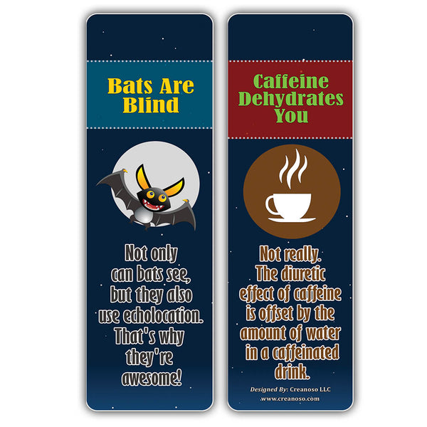 Creanoso Myths and Facts Bookmarks Series 2  ÃƒÂ¢Ã¢â€šÂ¬Ã¢â‚¬Å“ Six Assorted Bulk Pack Book Page Clippers