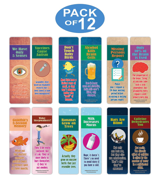 Creanoso Myths and Facts Bookmarks Series 2  ÃƒÂ¢Ã¢â€šÂ¬Ã¢â‚¬Å“ Six Assorted Bulk Pack Book Page Clippers