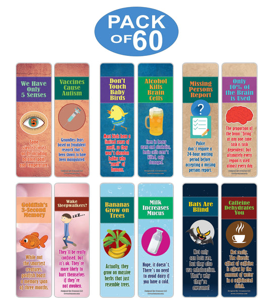 Creanoso Myths and Facts Bookmarks Series 2  ÃƒÂ¢Ã¢â€šÂ¬Ã¢â‚¬Å“ Six Assorted Bulk Pack Book Page Clippers