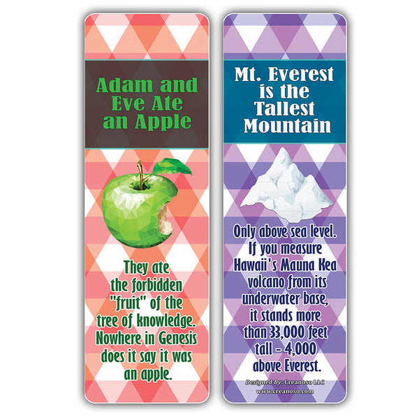 Creanoso Myths and Facts Bookmarks Series 3  ÃƒÂ¢Ã¢â€šÂ¬Ã¢â‚¬Å“ Six Assorted Bulk Pack Book Page Clippers