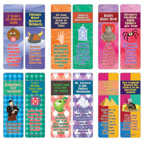 Creanoso Educational Myth and Facts Learning Bookmarks Series 3 (30-Pack) ÃƒÂ¢Ã¢â€šÂ¬Ã¢â‚¬Å“ Six Assorted Quality Bookmarker Cards Set ÃƒÂ¢Ã¢â€šÂ¬Ã¢â‚¬Å“ Premium Gift Token Giveaways for Boys & Girls, Adults ÃƒÂ¢Ã¢â€šÂ¬Ã¢â‚¬Å“ Classroom Rewards