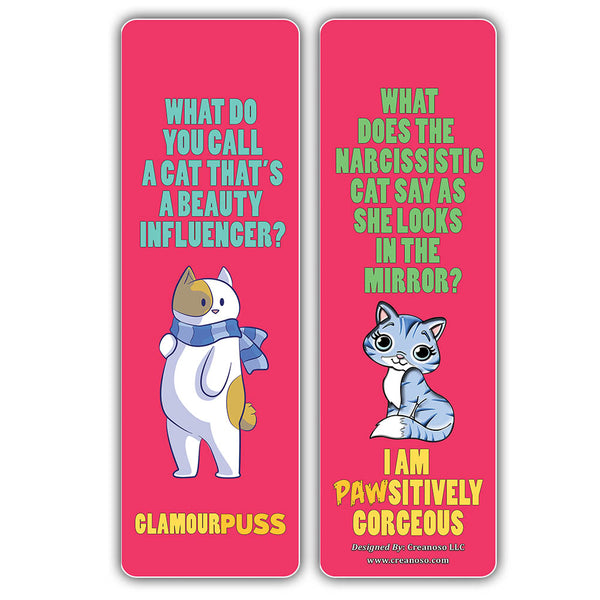 Creanoso Funny Cat Jokes Puns Bookmarks (60-Pack) ÃƒÂ¢Ã¢â€šÂ¬Ã¢â‚¬Å“ Unique Stocking Stuffers Gifts for Boys & Girls, Unisex Adults ÃƒÂ¢Ã¢â€šÂ¬Ã¢â‚¬Å“ Cool Book Page Clippers Collection Set for Kids ÃƒÂ¢Ã¢â€šÂ¬Ã¢â‚¬Å“ Awesome Giveaways ÃƒÂ¢Ã¢â€šÂ¬Ã¢â‚¬Å“