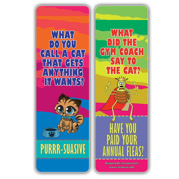 Creanoso Funny Cat Jokes Puns Bookmarks (60-Pack) ÃƒÂ¢Ã¢â€šÂ¬Ã¢â‚¬Å“ Unique Stocking Stuffers Gifts for Boys & Girls, Unisex Adults ÃƒÂ¢Ã¢â€šÂ¬Ã¢â‚¬Å“ Cool Book Page Clippers Collection Set for Kids ÃƒÂ¢Ã¢â€šÂ¬Ã¢â‚¬Å“ Awesome Giveaways ÃƒÂ¢Ã¢â€šÂ¬Ã¢â‚¬Å“