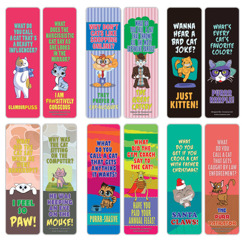 Creanoso Funny Cat Jokes Puns Bookmarks (60-Pack) ÃƒÂ¢Ã¢â€šÂ¬Ã¢â‚¬Å“ Unique Stocking Stuffers Gifts for Boys & Girls, Unisex Adults ÃƒÂ¢Ã¢â€šÂ¬Ã¢â‚¬Å“ Cool Book Page Clippers Collection Set for Kids ÃƒÂ¢Ã¢â€šÂ¬Ã¢â‚¬Å“ Awesome Giveaways ÃƒÂ¢Ã¢â€šÂ¬Ã¢â‚¬Å“