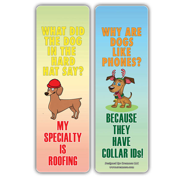 Creanoso Funny Dog Puns Jokes Bookmarks - Fun and Cool Stocking Stuffers Gifts (12-Pack)