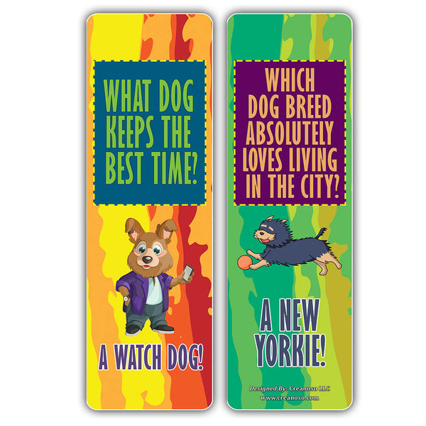 Creanoso Funny Dog Puns Jokes Bookmarks - Fun and Cool Stocking Stuffers Gifts (12-Pack)