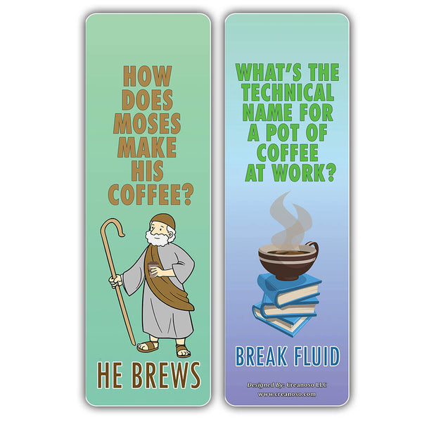 Creanoso Funny Coffee Puns Jokes Bookmarks - Fun and Cool Stocking Stuffers Gifts (12-Pack)