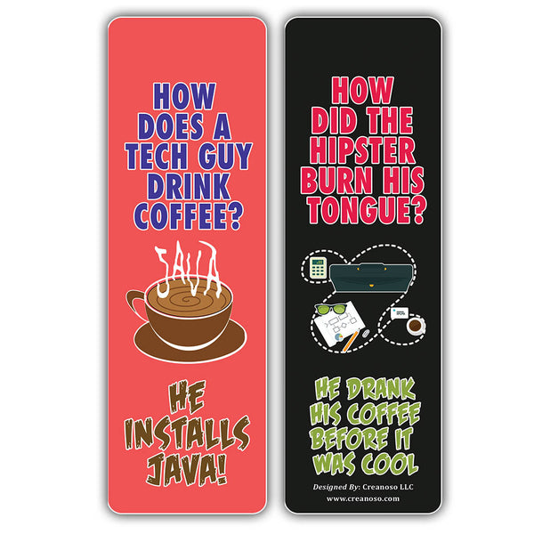 Creanoso Funny Coffee Puns Jokes Bookmarks - Fun and Cool Stocking Stuffers Gifts (12-Pack)