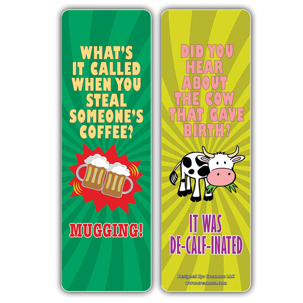 Creanoso Funny Coffee Puns Jokes Bookmarks - Fun and Cool Stocking Stuffers Gifts (12-Pack)