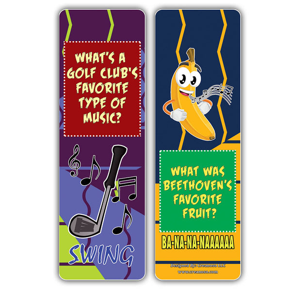 Creanoso Music Puns Funny Jokes Bookmarks (60-Pack) ÃƒÆ’Ã‚Â¢ÃƒÂ¢Ã¢â‚¬Å¡Ã‚Â¬ÃƒÂ¢Ã¢â€šÂ¬Ã…â€œ Six Assorted Quality Bookmarker Cards Set ÃƒÆ’Ã‚Â¢ÃƒÂ¢Ã¢â‚¬Å¡Ã‚Â¬ÃƒÂ¢Ã¢â€šÂ¬Ã…â€œ Premium Gift Token Giveaways for Boys & Girls, Men, Women, Adults ÃƒÆ’Ã‚Â¢ÃƒÂ¢Ã¢â