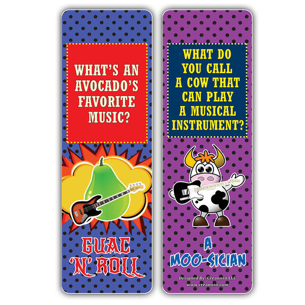 Creanoso Music Puns Funny Jokes Bookmarks (60-Pack) ÃƒÆ’Ã‚Â¢ÃƒÂ¢Ã¢â‚¬Å¡Ã‚Â¬ÃƒÂ¢Ã¢â€šÂ¬Ã…â€œ Six Assorted Quality Bookmarker Cards Set ÃƒÆ’Ã‚Â¢ÃƒÂ¢Ã¢â‚¬Å¡Ã‚Â¬ÃƒÂ¢Ã¢â€šÂ¬Ã…â€œ Premium Gift Token Giveaways for Boys & Girls, Men, Women, Adults ÃƒÆ’Ã‚Â¢ÃƒÂ¢Ã¢â