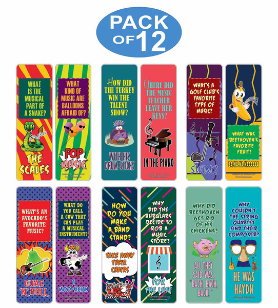 Creanoso Funny Music Puns Jokes Bookmarks - Unique Stocking Stuffers Gifts for Musicians (12-Pack)