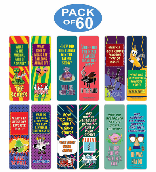 Creanoso Music Puns Funny Jokes Bookmarks (60-Pack) ÃƒÆ’Ã‚Â¢ÃƒÂ¢Ã¢â‚¬Å¡Ã‚Â¬ÃƒÂ¢Ã¢â€šÂ¬Ã…â€œ Six Assorted Quality Bookmarker Cards Set ÃƒÆ’Ã‚Â¢ÃƒÂ¢Ã¢â‚¬Å¡Ã‚Â¬ÃƒÂ¢Ã¢â€šÂ¬Ã…â€œ Premium Gift Token Giveaways for Boys & Girls, Men, Women, Adults ÃƒÆ’Ã‚Â¢ÃƒÂ¢Ã¢â