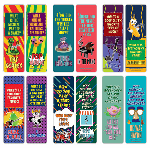 Creanoso Music Puns Funny Jokes Bookmarks (60-Pack) ÃƒÆ’Ã‚Â¢ÃƒÂ¢Ã¢â‚¬Å¡Ã‚Â¬ÃƒÂ¢Ã¢â€šÂ¬Ã…â€œ Six Assorted Quality Bookmarker Cards Set ÃƒÆ’Ã‚Â¢ÃƒÂ¢Ã¢â‚¬Å¡Ã‚Â¬ÃƒÂ¢Ã¢â€šÂ¬Ã…â€œ Premium Gift Token Giveaways for Boys & Girls, Men, Women, Adults ÃƒÆ’Ã‚Â¢ÃƒÂ¢Ã¢â