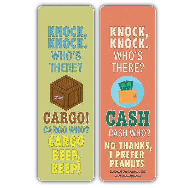 Creanoso Funny Knock-Knock Puns Jokes Bookmarks - Unique Stocking Stuffers Gifts