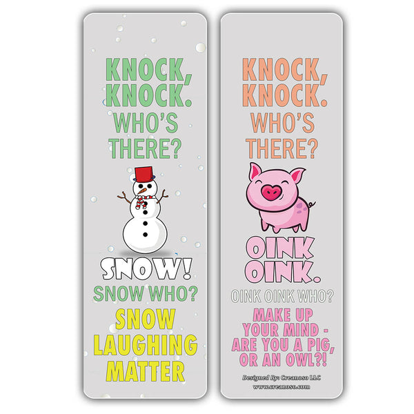 Creanoso Funny Knock-Knock Puns Jokes Bookmarks - Unique Stocking Stuffers Gifts