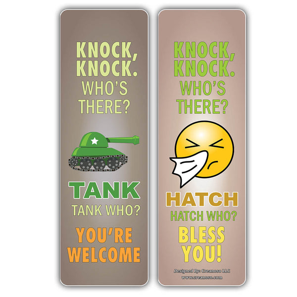 Creanoso Funny Knock-Knock Puns Jokes Bookmarks - Unique Stocking Stuffers Gifts