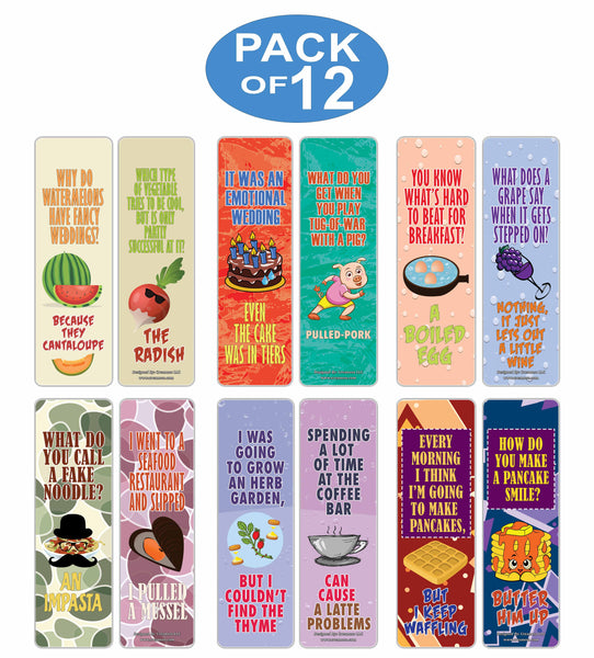 Creanoso Funny Food Puns Jokes Bookmarks - Unique Stocking Stuffers Gifts for Food Lovers