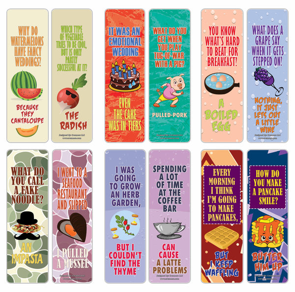 Creanoso Funny Food Puns Jokes Bookmarks - Unique Stocking Stuffers Gifts for Food Lovers