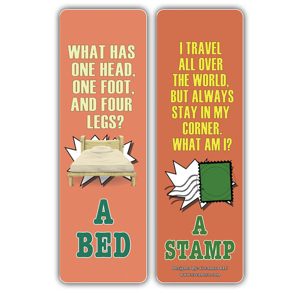 Creanoso Funny Puns Riddle Jokes Bookmarks - Unique Stocking Stuffers Gifts for Boys Girls Adults