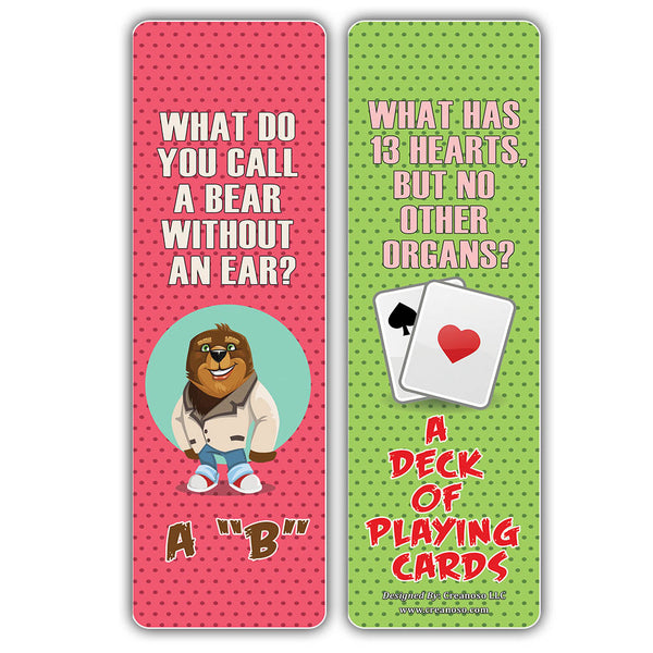 Creanoso Funny Puns Riddle Jokes Bookmarks - Unique Stocking Stuffers Gifts for Boys Girls Adults