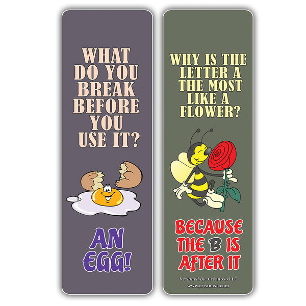 Creanoso Funny Puns Riddle Jokes Bookmarks - Unique Stocking Stuffers Gifts for Boys Girls Adults