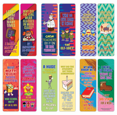 Creanoso Funny One Liners Jokes School Bookmarks Series 2 - Awesome Stocking Stuffers Gift for Book Readers