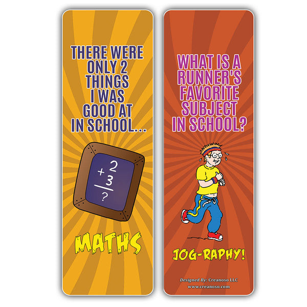 Creanoso Funny One Liners Jokes School Bookmarks Series 3 - Awesome Stocking Stuffers Gift for Book Readers