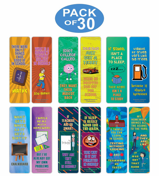 Creanoso Funny One Liners Jokes School Bookmarks Series 3 - Awesome Stocking Stuffers Gift for Book Readers