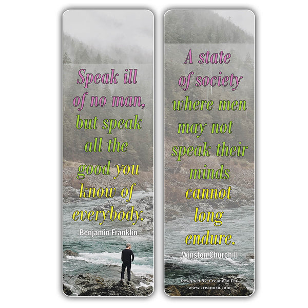 Creanoso Motivational Speak Up Quotes Bookmarks Series 1 - Cool Unique Book Reading Rewards Incentives