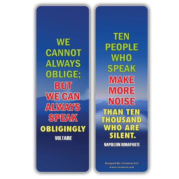Creanoso Speak Up Quotes Series 1 Quotes Bookmark Cards (30-Pack) â€“ Premium Gifts Bookmarks for Bookworm â€“ Stocking Stuffers for Men, Women, Managers, Leaders â€“ Office Supplies â€“ DIY Kit