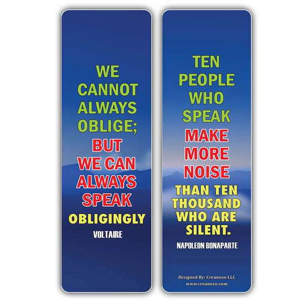 Creanoso Motivational Speak Up Quotes Bookmarks Series 1 - Cool Unique Book Reading Rewards Incentives