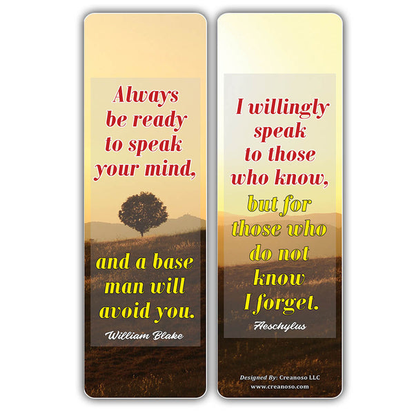 Creanoso Motivational Speak Up Quotes Bookmarks Series 1 - Cool Unique Book Reading Rewards Incentives
