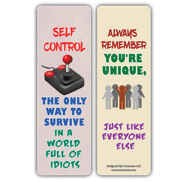 Creanoso Motivational One Liners Jokes Bookmarks Series 2 (60-Pack) Ã¢â‚¬â€œ Six Assorted Quality Bookmarker Cards Set Ã¢â‚¬â€œ Premium Gift Token Giveaways for Men, Women, Adults Ã¢â‚¬â€œ Book Page Clip
