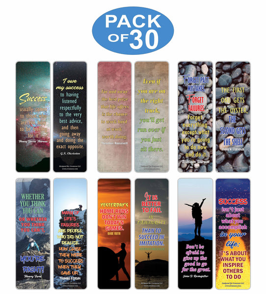 Creanoso Businessman Success Inspirational Quotes Bookmarks (30-Pack) â€“ Premium Gift Set for Adults â€“ Awesome Bookmarks Collection Set â€“ Gifts for Men, Women Leaders, Businessman, Executives