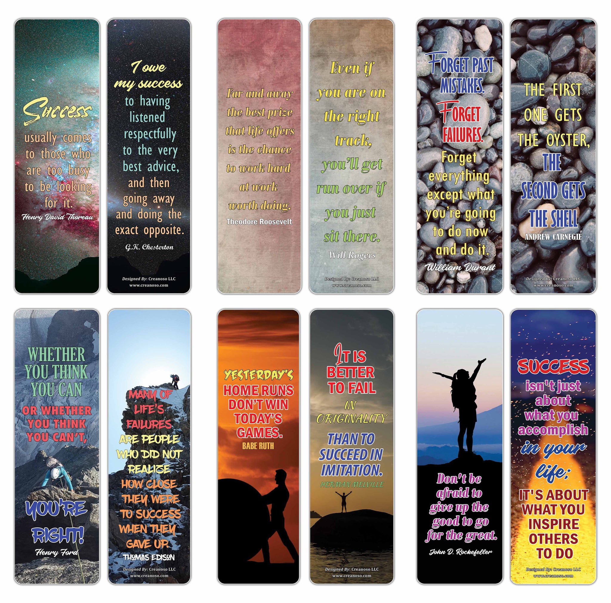 Creanoso Businessman Success Inspirational Quotes Bookmarks (30-Pack) â€“ Premium Gift Set for Adults â€“ Awesome Bookmarks Collection Set â€“ Gifts for Men, Women Leaders, Businessman, Executives