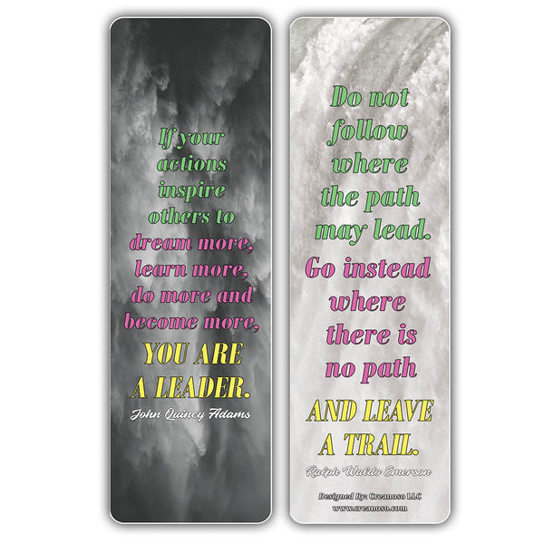 Creanoso Successful Leadership Inspirational Quotes Bookmark Cards - Stocking Stuffers Gifts for Book Readers