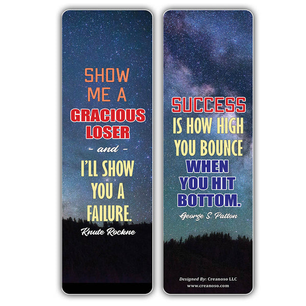 Creanoso Inspirational Quotes for Winners Sayings Bookmark Cards - Stocking Stuffers Gifts for Book Readers