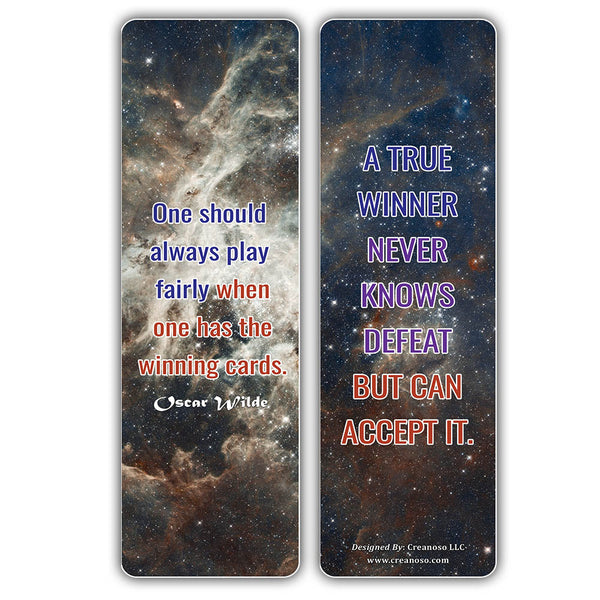 Creanoso Inspirational Quotes for Winners Sayings Bookmark Cards - Stocking Stuffers Gifts for Book Readers