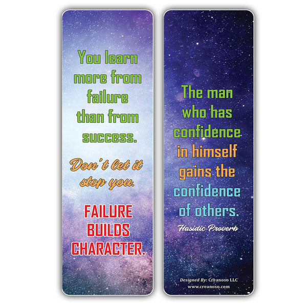 Creanoso Inspirational Quotes for Winners Sayings Bookmark Cards - Stocking Stuffers Gifts for Book Readers