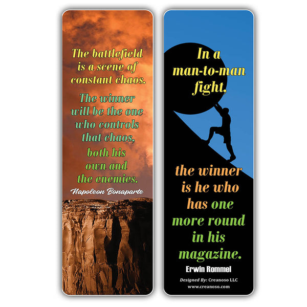 Creanoso Inspirational Quotes for Winners Sayings Bookmark Cards - Stocking Stuffers Gifts for Book Readers