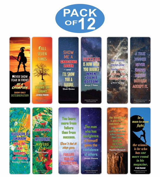 Creanoso Inspirational Quotes for Winners Sayings Bookmark Cards - Stocking Stuffers Gifts for Book Readers