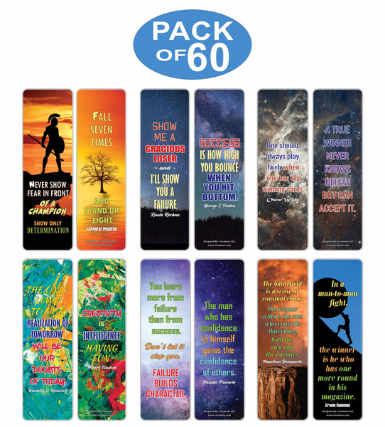 Creanoso Inspirational Quotes for Winners Sayings Bookmark Cards - Stocking Stuffers Gifts for Book Readers