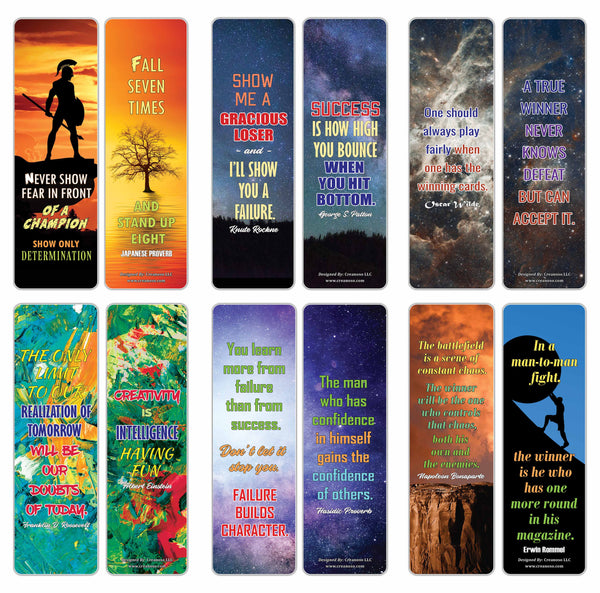 Creanoso Inspirational Quotes for Winners Sayings Bookmark Cards - Stocking Stuffers Gifts for Book Readers