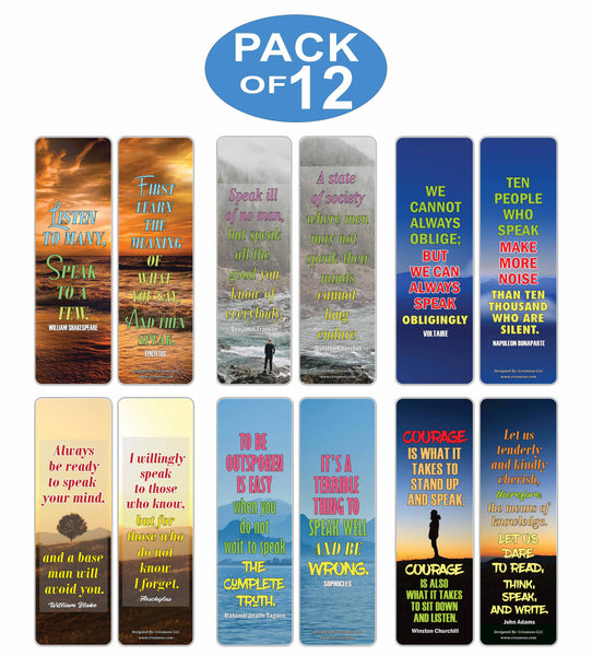 Creanoso Motivational Speak Up Quotes Bookmarks Series 1 - Cool Unique Book Reading Rewards Incentives